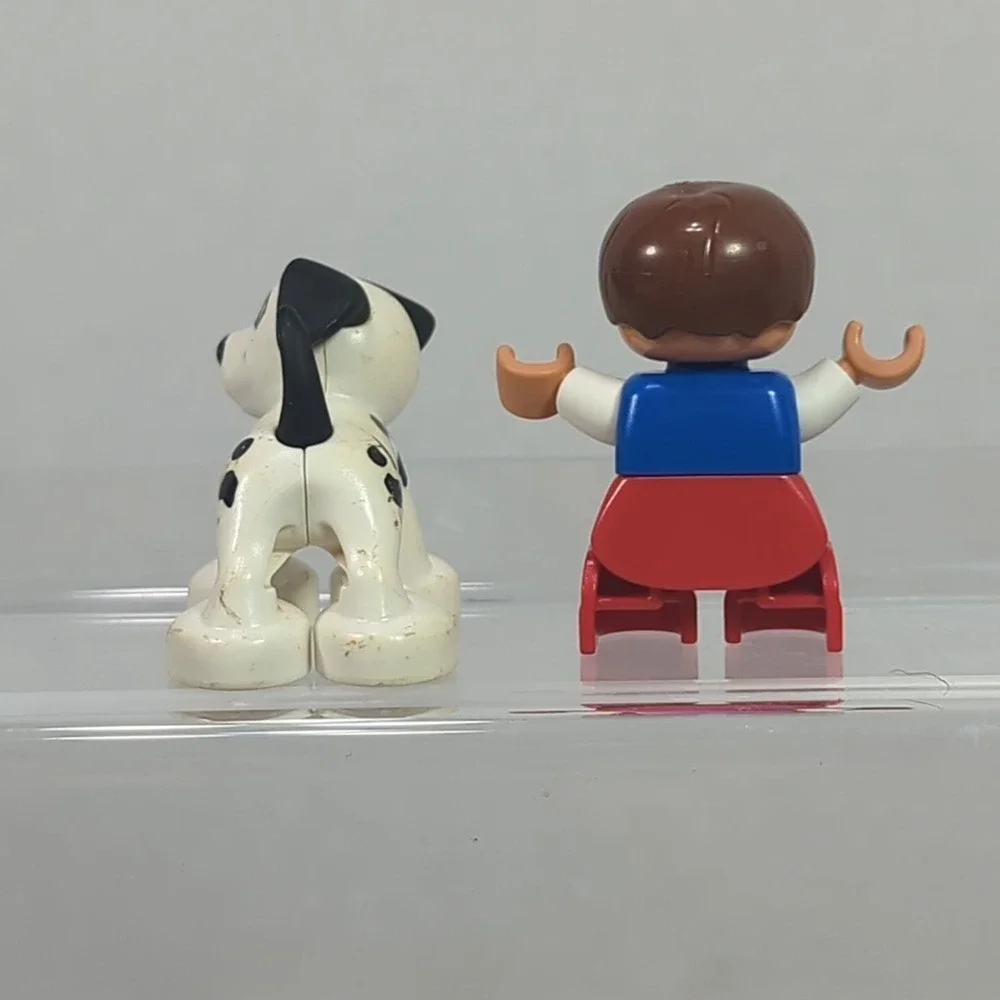 Legos Duplo Figures Boy and Dalmation Dog Lot of 2